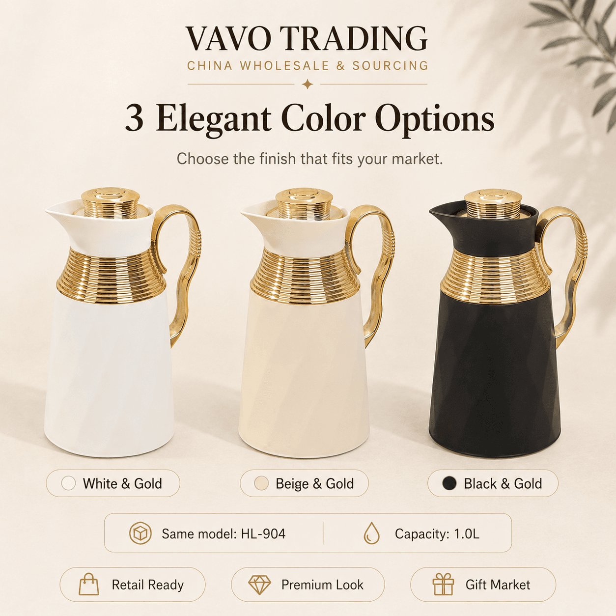 1.0L Luxury Arabic Coffee & Tea Vacuum Flask